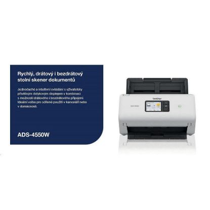 Obrázek BROTHER skener ADS- 4550 W DUALSKEN A4 35ppm/ 70dual 600 x 600 60ADF USB LAN WIFI - display 7.1cm