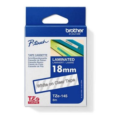 Obrázek BROTHER TZE145 - kazeta TZ šířky 18mm, laminovaná TZE- 145, průsvitná/ bílé písmo