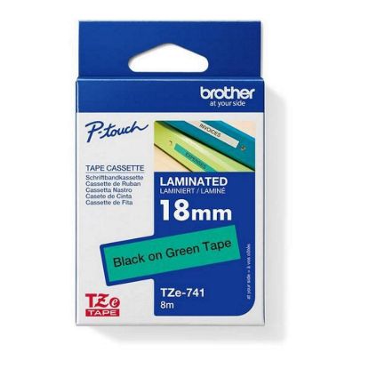 Obrázek BROTHER TZE741 - kazeta TZ šířky 18mm, laminovaná TZE- 741, zelená/ černé písmo