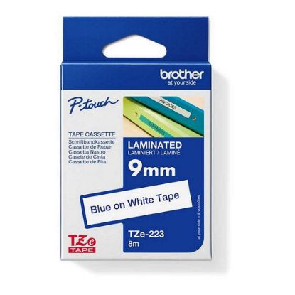 Obrázek BROTHER TZE223 - kazeta TZ šířky 9mm, laminovaná TZE- 223, bílá/ modré písmo