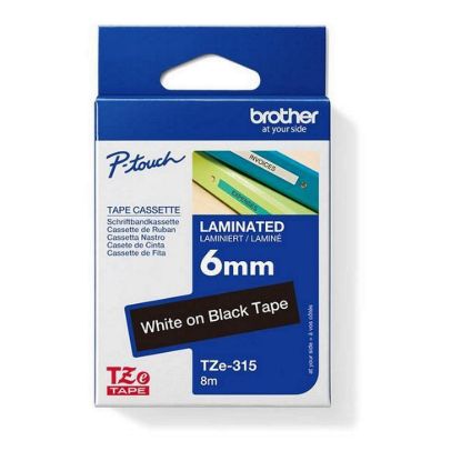 Obrázek BROTHER TZE315 - kazeta TZ šířky 6mm, laminovaná TZE- 315, černá/ bílé písmo