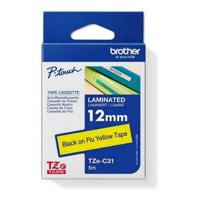 Obrázek BROTHER TZEC31 - kazeta TZ šířky 12mm, laminovaná TZE- C31, signální žlutá/ černé písmo
