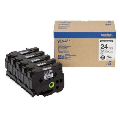Obrázek BROTHER HGE- M951V5 Labelling Supplies, 24mm Black/ Matt Silver (5 pcs Pack) High Grade Tape