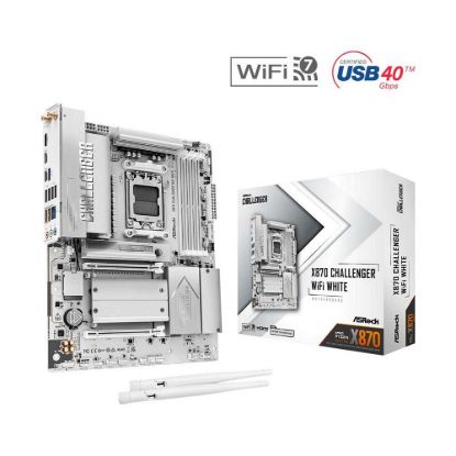 Obrázek ASRock MB Sc AM5 X870 Challenger WiFi WHITE, AMD X870, 4xDDR5, 1xHDMI, 2xUSB4, WiFi