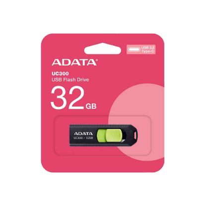 Obrázek ADATA Flash Disk 32 GB UC300, USB- C 3.2, černo- zelená