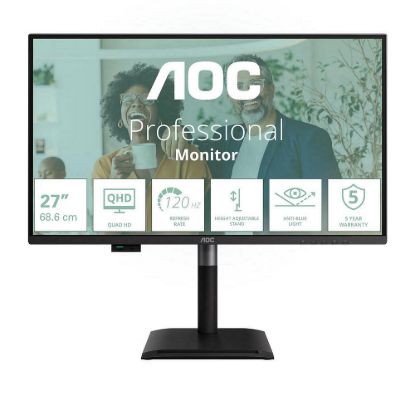 Obrázek AOC MT IPS LCD WLED 27" Q27P4CV - IPS panel, 2560 x 1440, 120 Hz, HDMI, DP, RJ45, USB- C, USB Hub, Pivot, repro