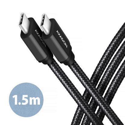 Obrázek AXAGON BUCM3- CM15AB, SPEED kabel USB- C <- > USB- C, 1.5m, USB 3.2 Gen 1, PD 60 W 3A, ALU, oplet, černý