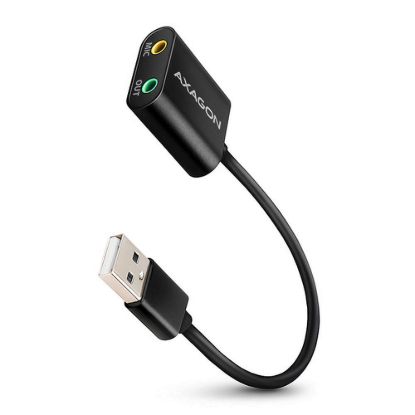 Obrázek AXAGON ADA- 12, USB 2.0 - externí zvuková karta, 48kHz/ 16- bit stereo, kovová, kabel USB- A 15 cm