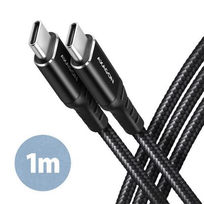 Obrázek AXAGON BUCM- CM10AB, HQ kabel USB- C <- > USB- C, 1m, USB 2.0, PD 60 W 3A, ALU, oplet, černý