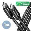 Obrázek AXAGON BUCM2- CM10AB, CHARGE kabel USB- C <- > USB- C, 1m, Hi- Speed USB, PD 240 W 5A, ALU, oplet, černý