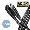 Obrázek AXAGON BUCM32- CF15AB prodlužovací kabel USB- C (M) <- > USB- C (F), 1.5m, USB 20Gbps, PD 240 W 5A, 8K HD, ALU, oplet…