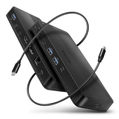 Obrázek AXAGON HMC- U4, USB4 40Gbps dock, 3x USB- A, 2x USB- C, HDMI & DP 8K/ 30 Hz, RJ- 45, SD/ mSD, audio, PD 100 W, kabel…