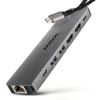 Obrázek AXAGON HMC- 7HX2, USB 5Gbps hub, 2x USB- A, USB- C, 2x HDMI 4k/ 60 Hz, RJ- 45 GLAN, PD 100 W, kabel USB- C 15cm