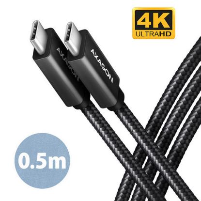 Obrázek AXAGON BUCM32- CM05AB, SPEED+ kabel USB- C <- > USB- C, 0.5m, USB 20Gbps, PD 100 W 5A, 4K HD, ALU, oplet, černý