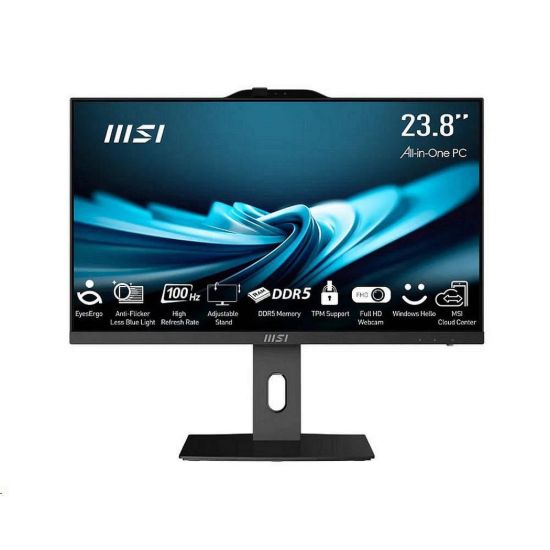 Obrázek MSI AIO PRO AP242P (PRO AP242P 14M- 1090XEU), i3- 14100, 23.8" FHD, Anti- Glare, 16 GB, 512 GB SSD, No OS, Black
