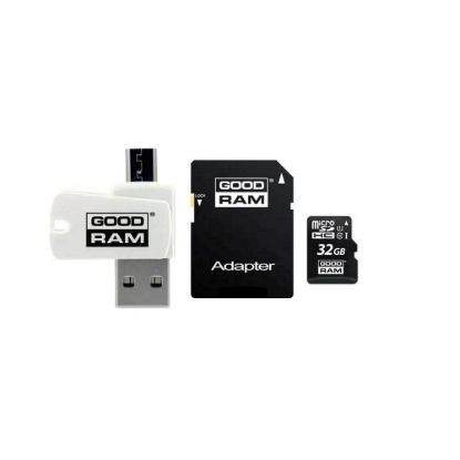 Obrázek GOODRAM microSDHC karta 32 GB M1A4 All- in- one (R: 100/ W: 10 MB/ s), UHS- I Class 10, U1 + Adapter + OTG card reader…