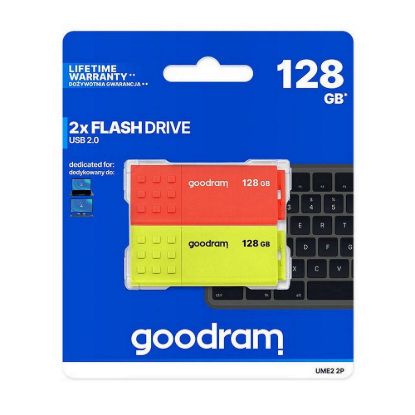 Obrázek GOODRAM Flash Disk 2 x 128 GB UME2, USB 2.0, červená, žlutá