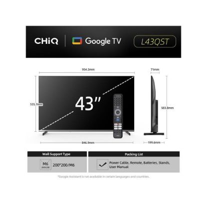 Obrázek CHiQ L43QST TV 43", FHD, QLED, ultratenká, Android14, Dolby Audio, Frameless