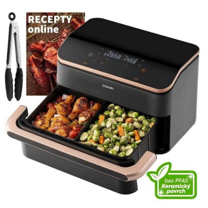 Obrázek Cosori Dual Blaze TwinFry chytrá horkovzdušná fritéza 10 L, keramika, černá