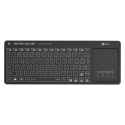Obrázek C- TECH Klávesnice WLTK- 03, Bezdrátová, Touchpad, černá