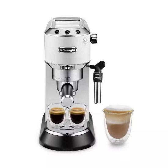 Obrázek DeLonghi Dedica EC685.W Style pákový kávovar, 1450 W, 15 bar, technologie Thermoblock, Cappuccino systém, bílá