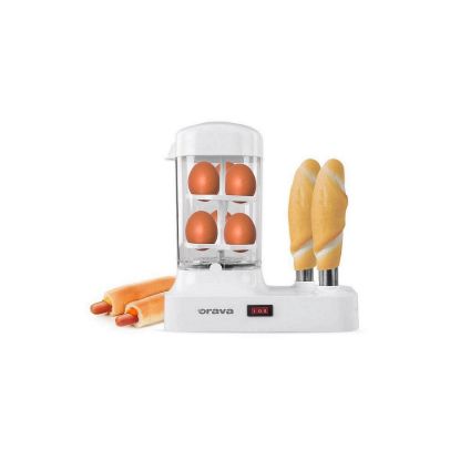Obrázek Orava HM- 03 hotdogovač s nádstavcem na vaření vajec, 340 W, pro 6 párků, bílá