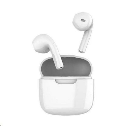 Obrázek Orava bezdrátová sluchátka s mikrofonem, USB- C, dotykové ovládání, do uší, IPX3, bílá