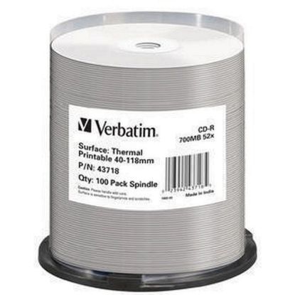 Obrázek VERBATIM CD- R(100- Pack)Spindle/ AZO/ 52x/ 700MB/ Thermal Printable No ID Brand