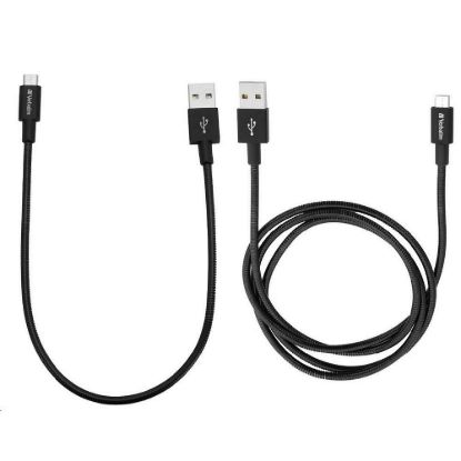 Obrázek VERBATIM kabel Micro B USB Cable Sync & Charge 100cm (Black) + Verbatim Micro B USB Cable Sync & Charge 30cm (Black)