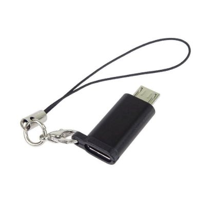 Obrázek PremiumCord Adaptér USB- C konektor female - USB 2.0 Micro- B/ male, černý s očkem na zavěšení
