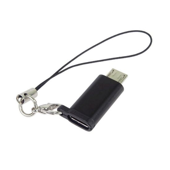 Obrázek PremiumCord Adaptér USB- C konektor female - USB 2.0 Micro- B/ male, černý s očkem na zavěšení
