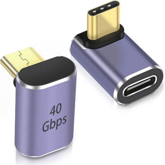 Obrázek PremiumCord Adaptér USB- C na USB- C, USB 4.0, zahnutý 90°