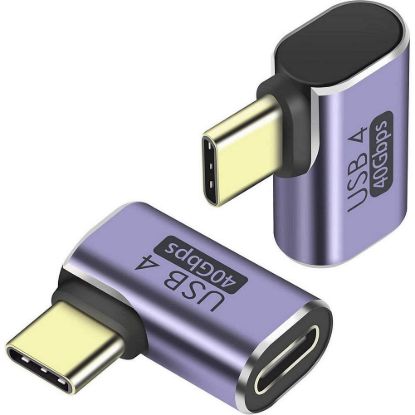 Obrázek PremiumCord Adaptér USB- C na USB- C, USB 4.0, zahnutý 90°