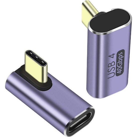 Obrázek PremiumCord Adaptér USB- C na USB- C, USB 4.0, zahnutý 90°