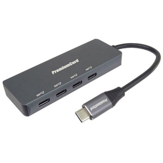 Obrázek PREMIUMCORD Hub USB- C na 4x USB 3.2 Typ- C, 5G SuperSpeed, Aluminum