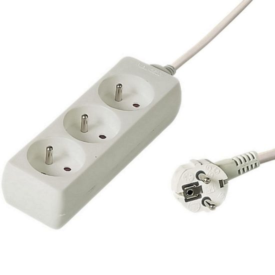 Obrázek PREMIUMCORD Prodlužovací přívod 230V 2m, 3 zásuvky, bílá