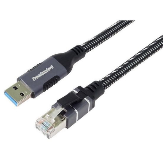 Obrázek PremiumCord Ethernetový kabel USB3.2 na LAN RJ45 10/ 100/ 1000, 2m