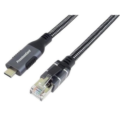 Obrázek PremiumCord Ethernetový kabel USB- C na LAN RJ45 10/ 100/ 1000, 1m