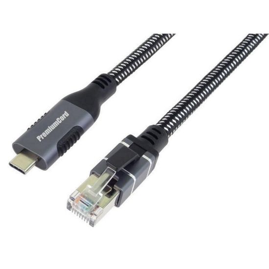 Obrázek PremiumCord Ethernetový kabel USB- C na LAN RJ45 10/ 100/ 1000, 3m