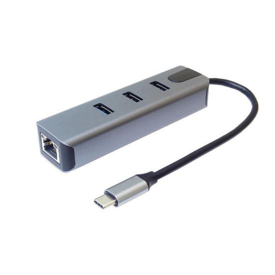 Obrázek PremiumCord Adapter USB- C na Gigabit 10/ 100/ 1000Mbps + 3x USB3.2 konektor