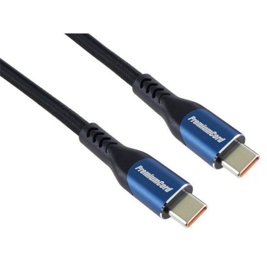 Obrázek PremiumCord USB- C kabel ( USB 3.2 GEN 2 x 2, 5A, 100 W, 20Gbit/ s ) 1m, bavlněný oplet