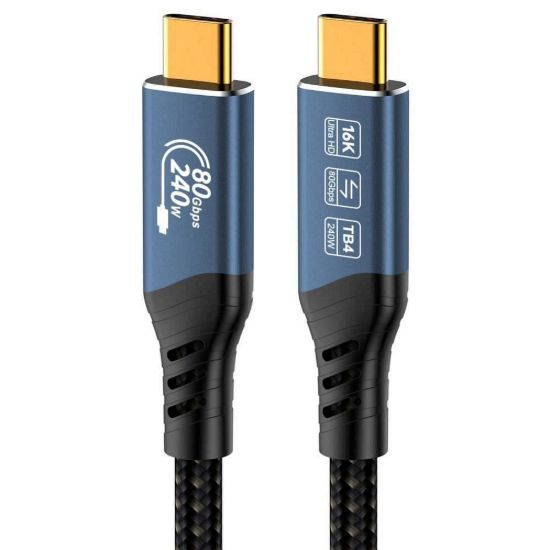 Obrázek PREMIUMCORD Kabel USB4™ Version2.0 80Gbps 16K@60 Hz 240 W Thunderbolt 3 a 4 kabel 0, 8m