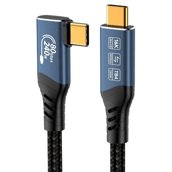 Obrázek PREMIUMCORD Kabel USB4™ Version2.0 80Gbps 16K@60 Hz 240 W Thunderbolt 3 a 4 kabel zahnutý 1, 2m