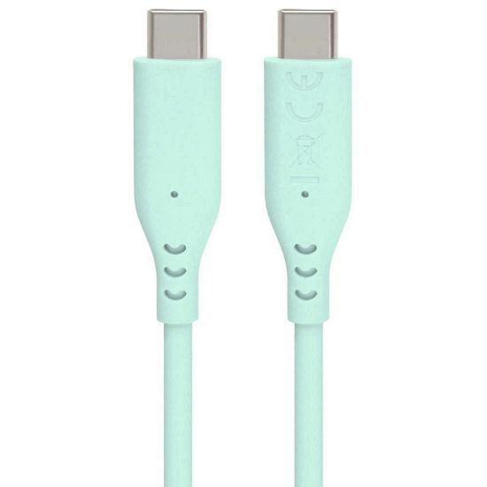 Obrázek PREMIUMCORD Kabel USB- C na USB- C, 60 W, 480Mbps, silikonový, tyrkysový, 1, 5m