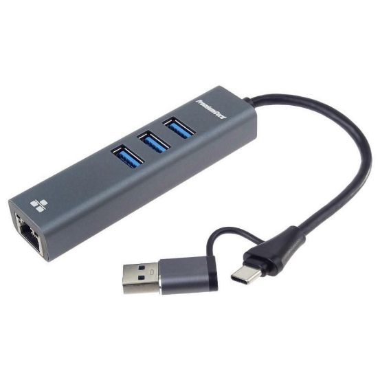 Obrázek PremiumCord Adaptér USB- C a USB- A na Gigabit 10/ 100/ 1000Mbps + 3x USB 3.2 konektor