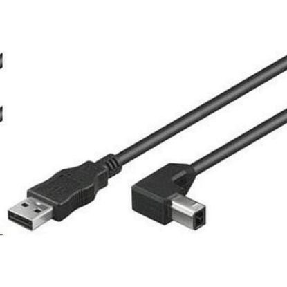 Obrázek PREMIUMCORD Kabel USB 2.0 A- B propojovací 2m - zahnutý B konektor 90°