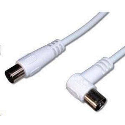 Obrázek PREMIUMCORD TV kabel anténní propojovací 5m, konektor 90° (koaxiální, M/ F, 75 Ohm)