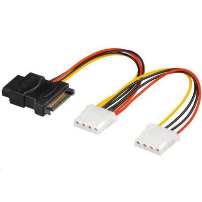Obrázek PREMIUMCORD Kabel SATA napájecí (Y) redukce - > 3x Molex 5, 25" (16cm, rozdvojka)