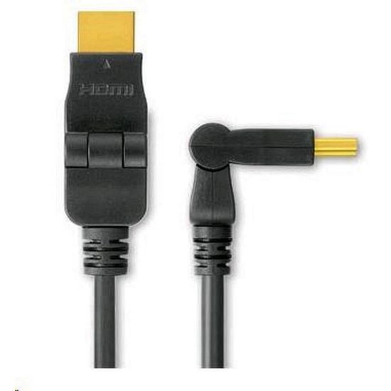 Obrázek PREMIUMCORD Kabel HDMI 3m High Speed + Ethernet (v1.3), otočné zlacené konektory