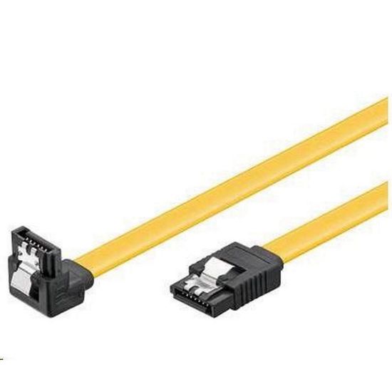 Obrázek PREMIUMCORD Kabel SATA 3.0 datový 50cm lomený 90°, kovové západky